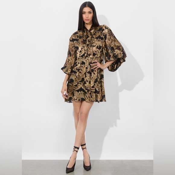 NWT $595 Alice Olivia Opal Paisley Balloon-Sleeve Tunic Minidress - Picture 4 of 5